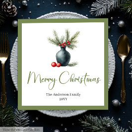 Stylish Boho Rustic Christmas Bouquet Dinner  Serviette