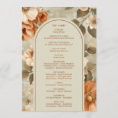 Stylish Boho Rusty Ivory Sage Floral Wedding Plan Programm (Rückseite)