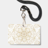 Stylish Boho White Gold Mandala Floral Ausweis (Vorderseite mit Lanyard)