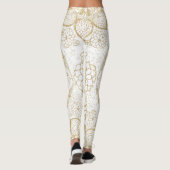 Stylish Boho White Gold Mandala Floral Leggings (Rückseite)