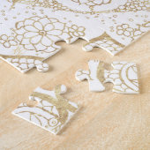 Stylish Boho White Gold Mandala Floral Puzzle (Seite)