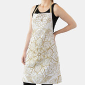 Stylish Boho White Gold Mandala Floral Schürze (InSitu)