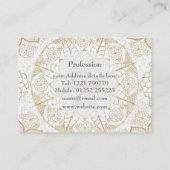 Stylish Boho White Gold Mandala Floral Visitenkarte (Rückseite)