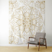 Stylish Boho White Gold Mandala Floral Wandteppich (Beispiel)