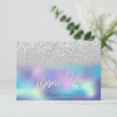 Stylish Bokeh Holographic Dankeskarte (Stehend Vorderseite)