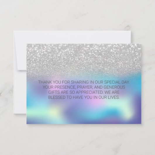 Stylish Bokeh Holographic Dankeskarte (Rückseite)