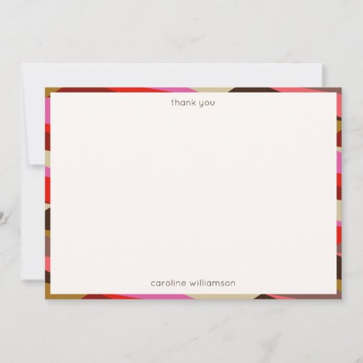 Stylish Bold 60s Geometric Border Personalized  Dankeskarte (Vorderseite)
