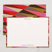 Stylish Bold 60s Geometric Border Personalized Dankeskarte (Vorne/Hinten)