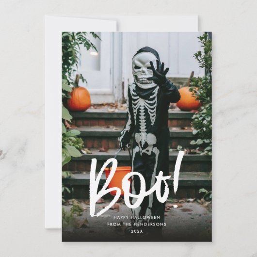 Stylish Boo Halloween Feiertagskarte (Vorderseite)