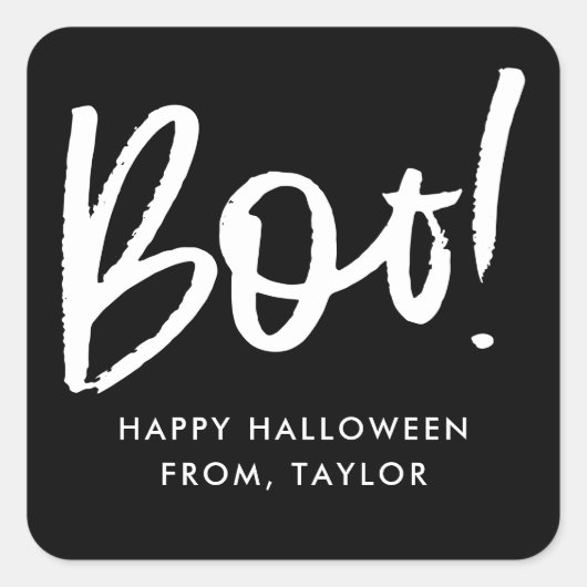 Stylish Boo Halloween Quadratischer Aufkleber (Vorderseite)