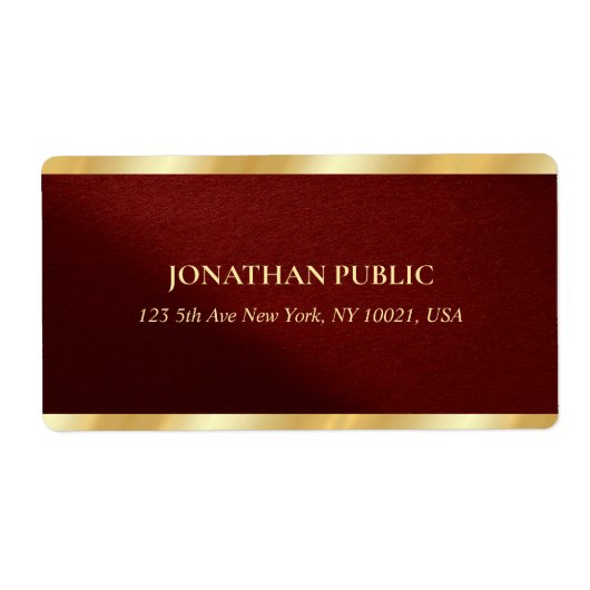 Stylish Bordeaux & Gold Text Template Shipping (Vorne)