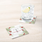 Stylish Botanical Watercolor Holiday Rechteckiger Pappuntersetzer (Vor Ort)