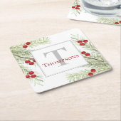 Stylish Botanical Watercolor Holiday Rechteckiger Pappuntersetzer (angewinkelt)