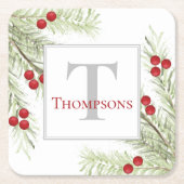 Stylish Botanical Watercolor Holiday Rechteckiger Pappuntersetzer (Vorderseite)