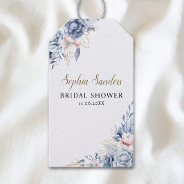 Stylish Bridal Shower with Elegant Blue Blooms Geschenkanhänger
