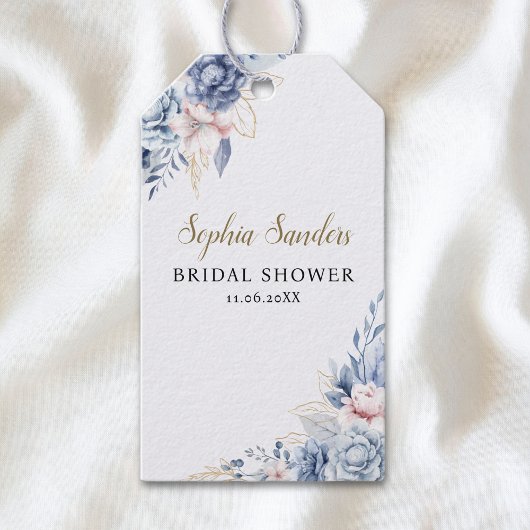 Stylish Bridal Shower with Elegant Blue Blooms Geschenkanhänger