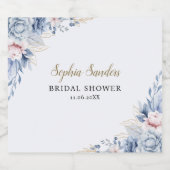 Stylish Bridal Shower with Elegant Blue Blooms Schaumweinetikett (Einzelnes Label)