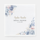 Stylish Bridal Shower with Elegant Blue Blooms Serviette (Vorderseite)