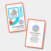 Stylish Bright Quotter Mark Motif Press Reporter Ausweis (Vorder- & Rückseite)