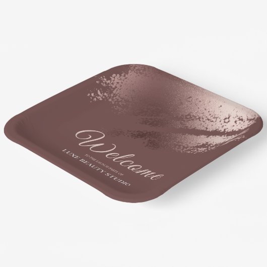 Stylish bronze business event party welcome pappteller (Gewinkelt)