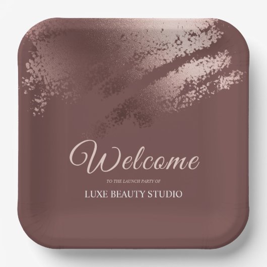 Stylish bronze business event party welcome pappteller (Vorderseite)