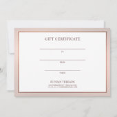 Stylish Bronze Business Gift Certificate Card Dankeskarte (Rückseite)