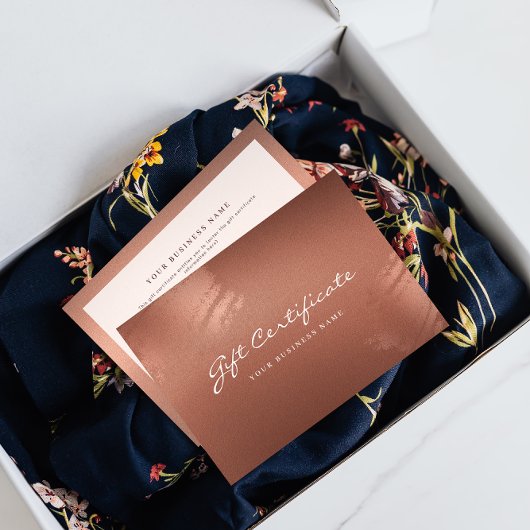 Stylish Bronze Business Gift Certificate Card Dankeskarte