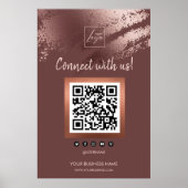 Stylish Bronze Business QR Code Social Media Poster (Vorne)