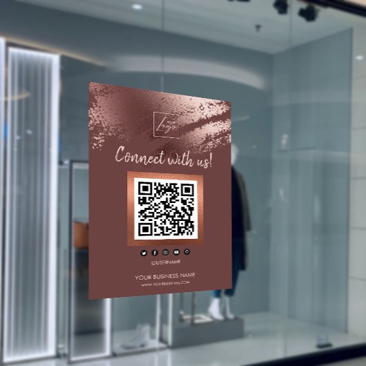 Stylish Bronze Business QR Code Social Media Poster