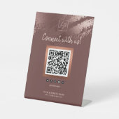 Stylish Bronze Business QR Code Social Media Sockelschild (Vorderseite)