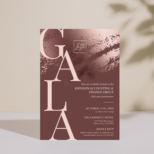 Stylish bronze editable business gala invite einladung