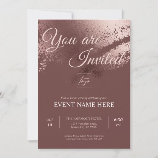 Stylish bronze editable special event invite einladung (Vorderseite)