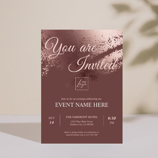 Stylish bronze editable special event invite einladung