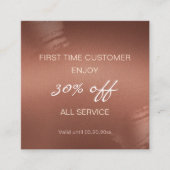Stylish Bronze Logo First Time Discount Card Quadratische Visitenkarte (Vorderseite)