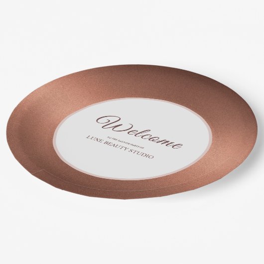 Stylish bronze special event party welcome pappteller (Schrägansicht)