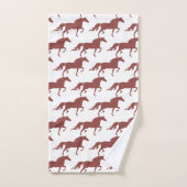 Stylish Brown Bay Horse Silhouettes on White Badhandtuch Set (Handtuch)