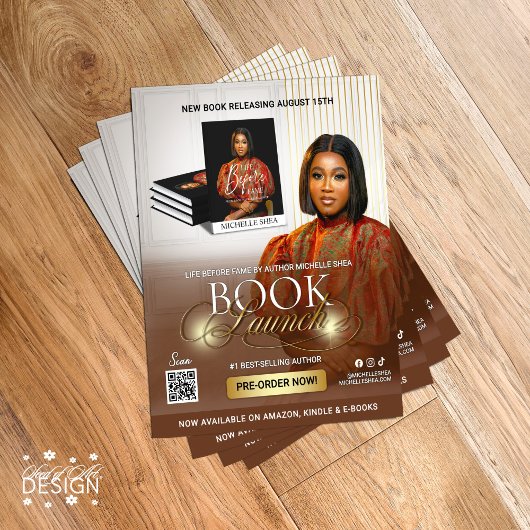 Stylish Brown & Gold Author Book Launch Release Flyer