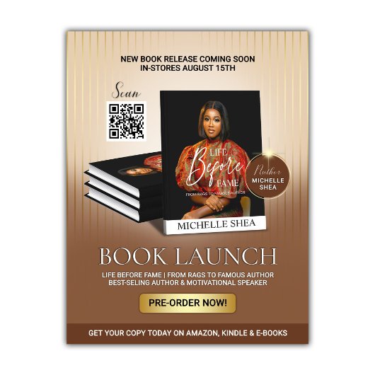 Stylish Brown & Gold Author Book Launch Release Flyer