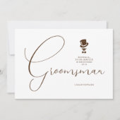 Stylish Brown Groomsman Wedding Simple Proposal Einladung (Vorderseite)