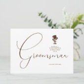 Stylish Brown Groomsman Wedding Simple Proposal Einladung (Stehend Vorderseite)
