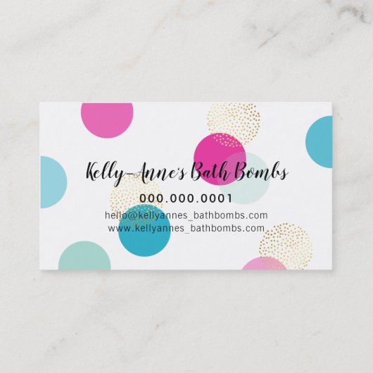 STYLISH BUBBLES SPOTS Glam luxuriöse Goldbadebombe Visitenkarte (Rückseite)