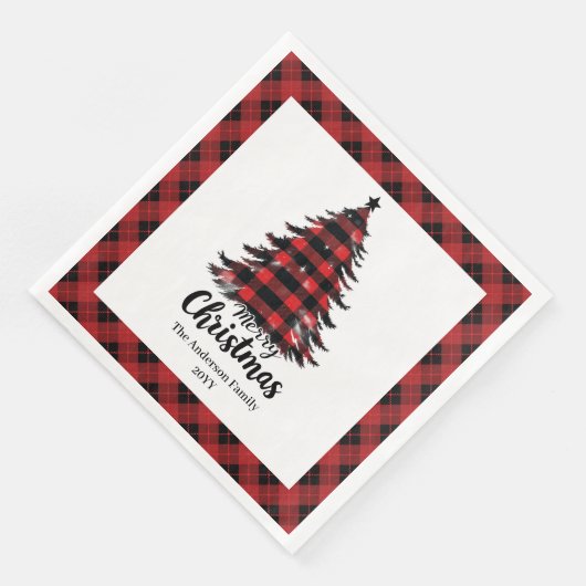 Stylish Buffalo Christmas Tree Napkin Template Serviette (Ecke)