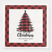 Stylish Buffalo Christmas Tree Napkin Template Serviette (Vorderseite)