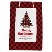 Stylish buffalo plaid gift bag Christmas custom Mittlere Geschenktüte (Rückseite)