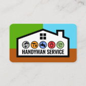 Stylish Building Frame With Handyman Tools Visitenkarte (Vorderseite)