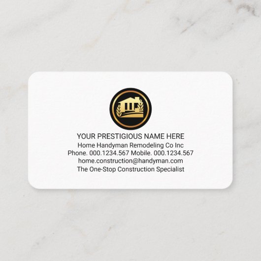 Stylish Building Frame With Handyman Tools Visitenkarte (Rückseite)