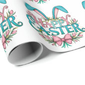 Stylish bunny ears Happy Easter Geschenkpapier (Rolleneckpunkt)