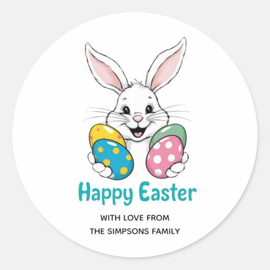 Stylish bunny eggs Floral Happy Easter Sticker (Vorderseite)