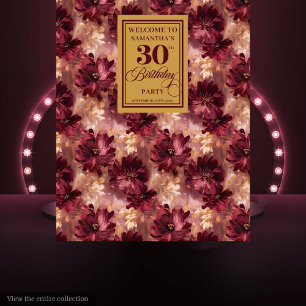 Stylish Burgundy Blush Gold Boho 30. Geburtstag Wandteppich