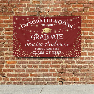Stylish Burgundy & Gold Class of 2025 Abschluss Banner